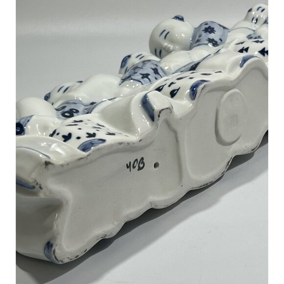 1998 Liu Qingyun Eagle and Chicks Game Blue and White China Sculpture - Picture 12 of 13